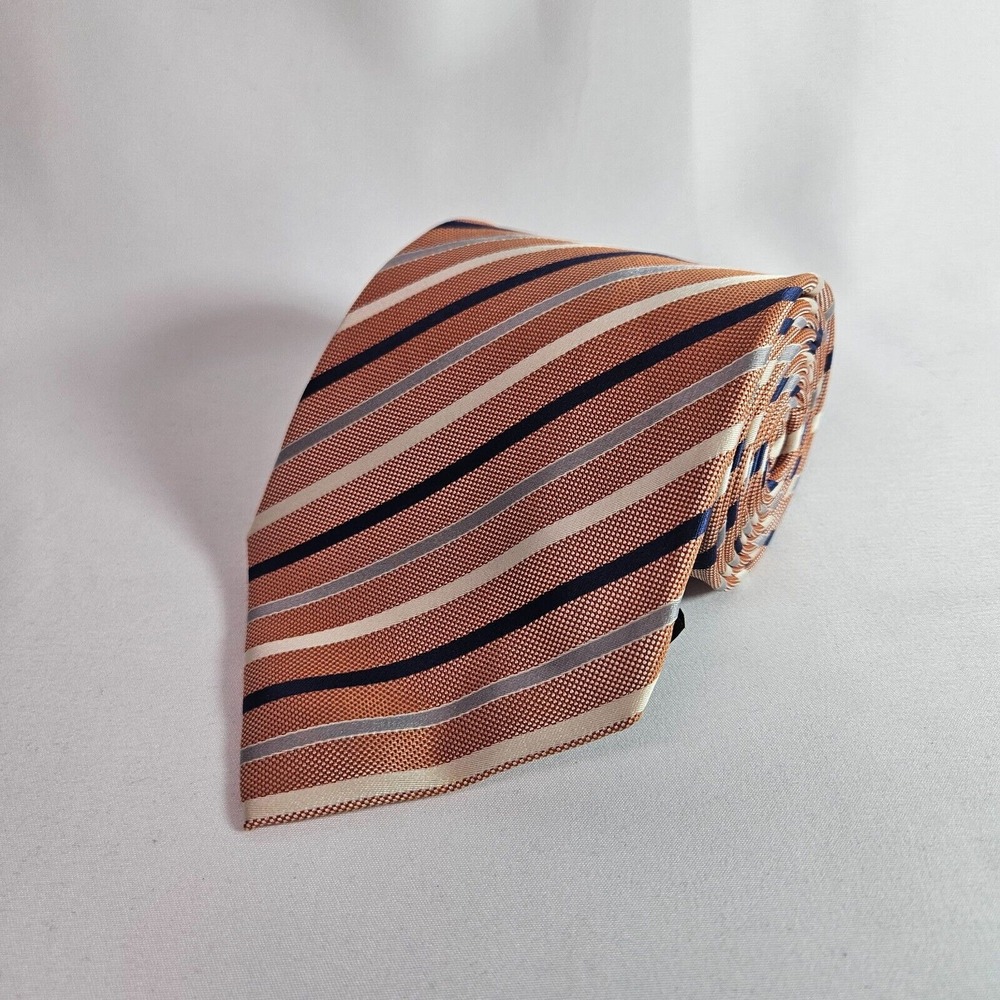 Geoffrey Beene 100% Silk Hand Made Tie Multicolor Stripes 3.75" x 59"